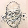 karikatur mand med skaeve briller