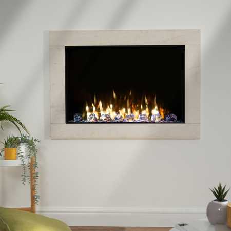 irange ie slimline with large crystal fuel bed in limestone slips x