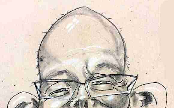 karikatur mand med skaeve briller