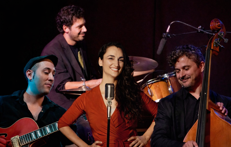 Cuarteto de jazz con cantante en concierto en Madrid