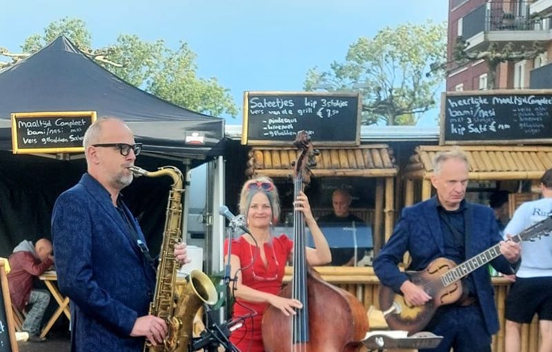 Trio Low Lady zang contrabas gitaar saxofoon Waddinxveen